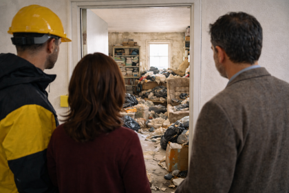 Professionals en un pis amb brutícia extrema