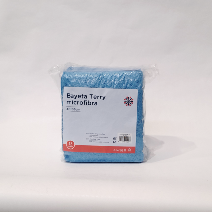 Bayeta Terry microfibra multiusos azul 12 ud/pack
