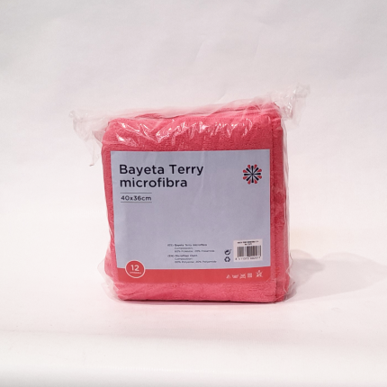 Bayeta Terry microfibra multiusos roja 12 ud/pack