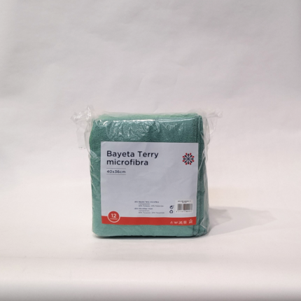Bayeta Terry microfibra multiusos verde 12 ud/pack